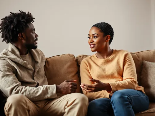Couple learning effective communication techniques